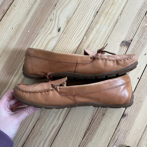 Clarks Collection Tan Leather Driving Moccasins Loafers Womens 10 Casual Preppy - Picture 4 of 8